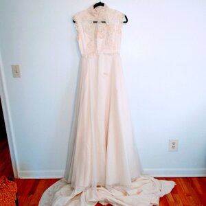 Vintage wedding dress lace beaded train
